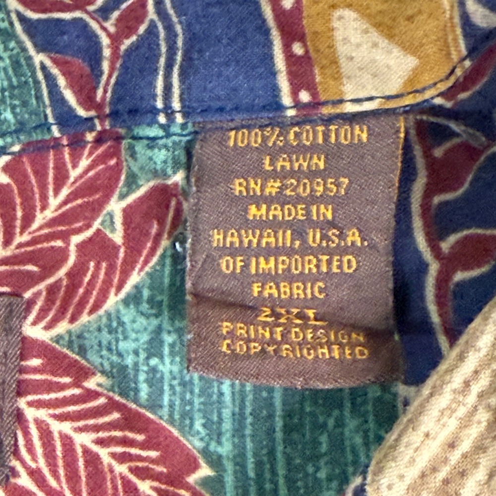 Tori Richard Mens 2XL Cotton Lawn Hawaiian Shirt Sea Turtle Fish Palm Tree Blue - Picture 5 of 12